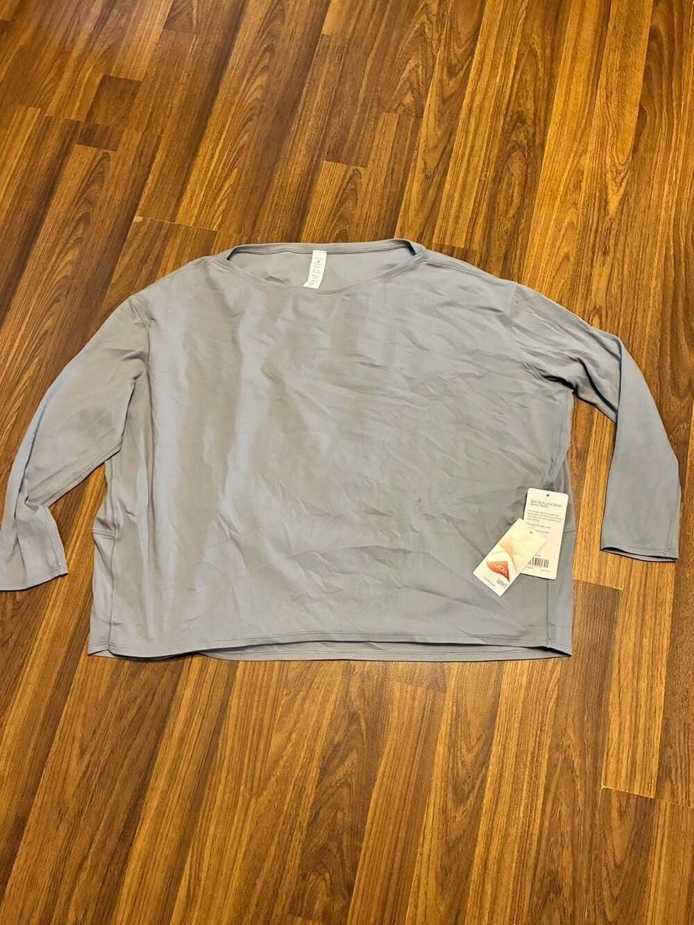HeyNuts ML001 Boat Neck Long Sleeve Loose Fit Workout Shirt in Rhino Grey